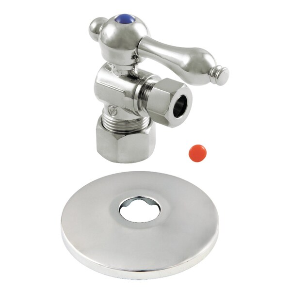 Kingston Brass CC53301K 5/8-Inch X 3/8-Inch OD Comp Quarter Turn Valve with Flange, Polished Chrome CC53301K - main